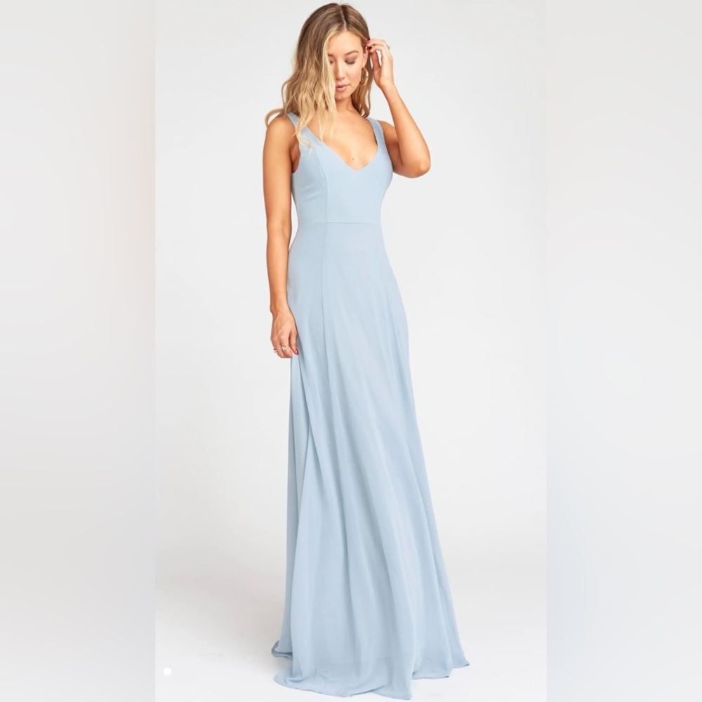 Mumu Jenn Dress in Steel Blue Chiffon